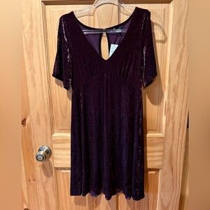 American Eagle Crushed Velvet Velour Flutter Sleeve Party Dress size M NWT
